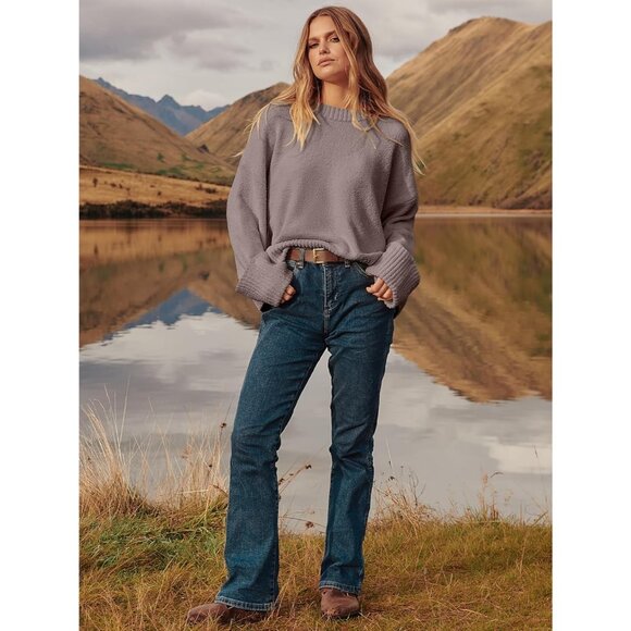 Women's  Nutmeg Oversized Long Sleeve Casual Fuzzy Knit Sweaters - Picture 7 of 9